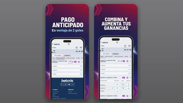 Capturas oficiales de la app de Betcris en la App Store de Honduras